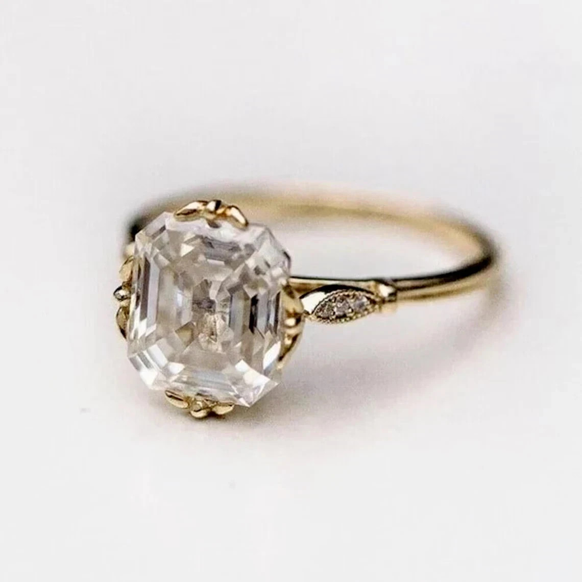 2.2Ct Art Deco Vintage Style Lab Created Diamond Engagement 14K Gold Finish Ring