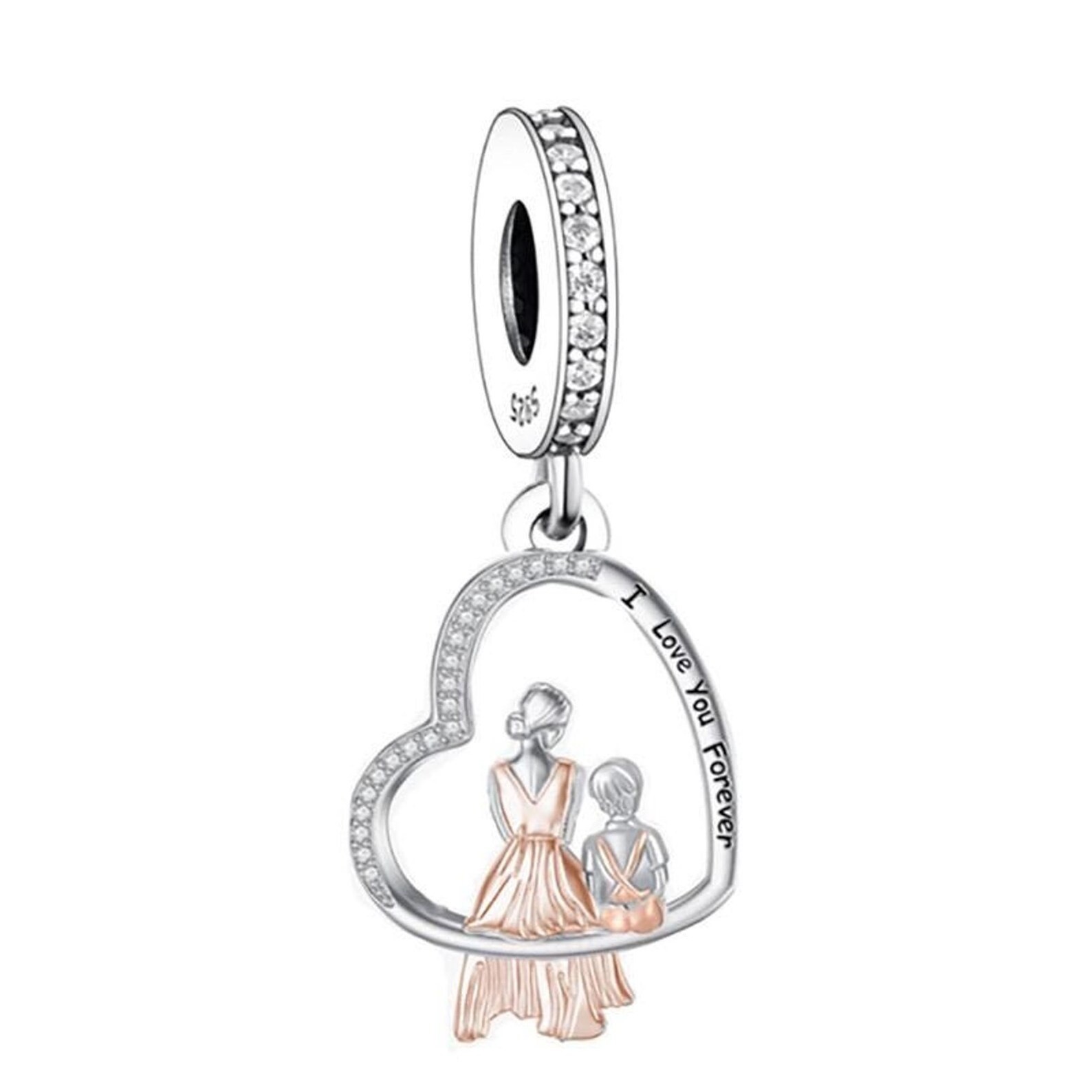 💜 925 Sterling Silver Mom Mum Daughter I Love You Forever Sitting Dangle Charm