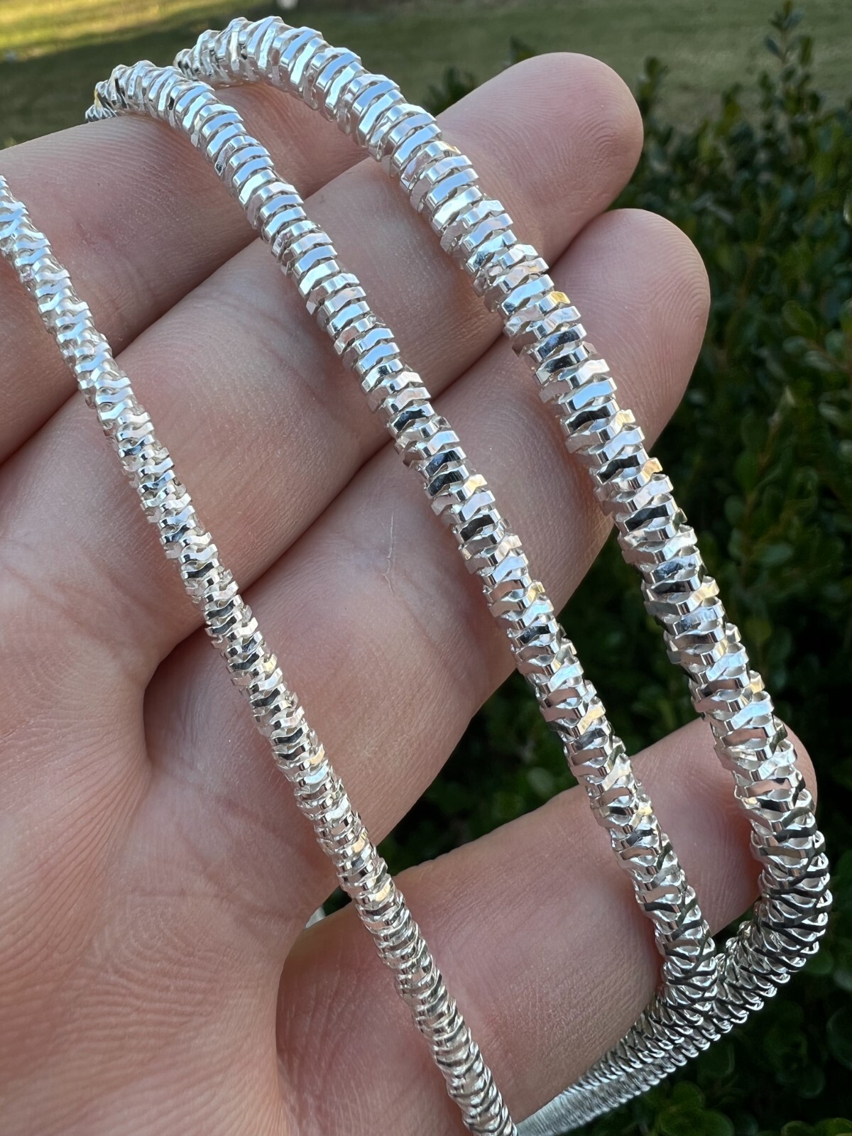 Real 925 Sterling Silver Diamond Cut Sparkle Ice Rope Chain Necklace 3-5mm ITALY