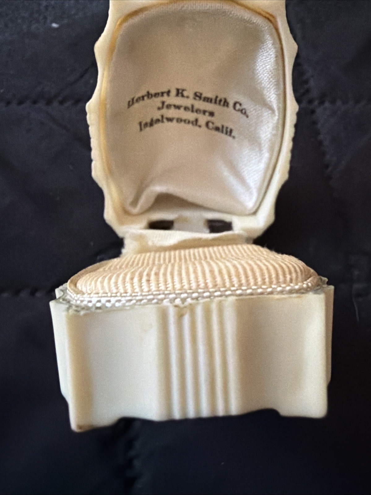 Vtg Antique 1940s Art Deco Celluloid Embossed Jewelry Ring Presentation Box