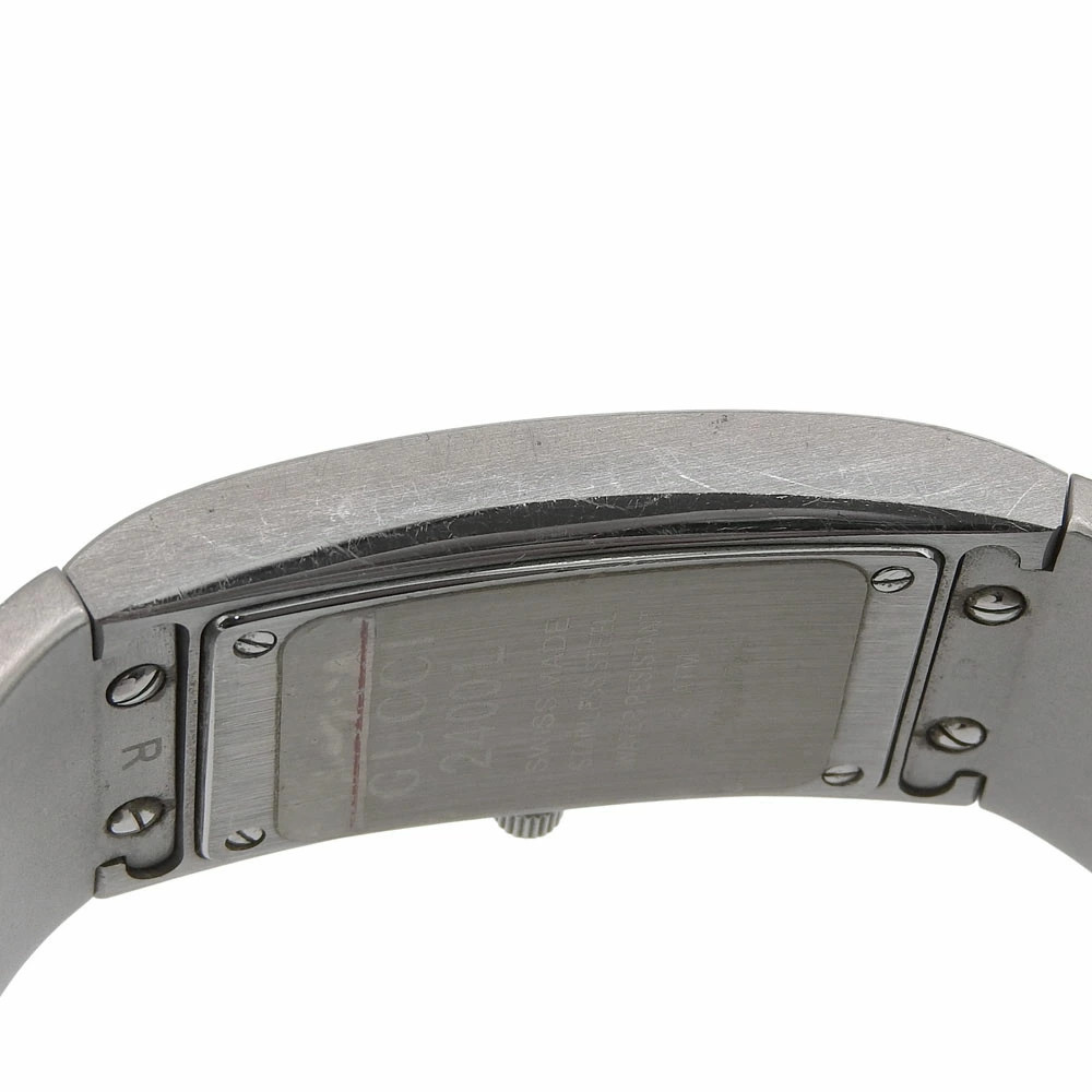 GUCCI Bangle Watch 2400L Stainless Steel Quartz Black Dial