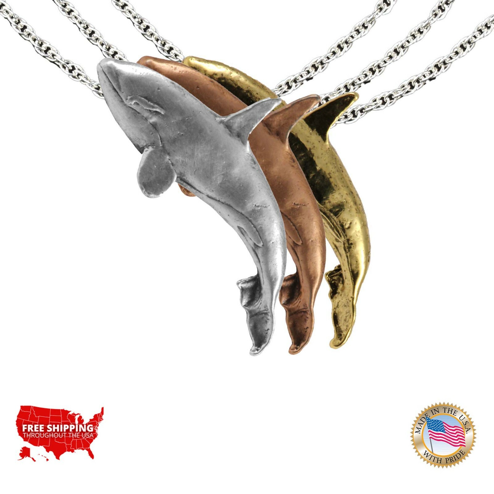 Creative Pewter Designs Orca, Killer Whale Female Necklace & Pendant, M073PEN