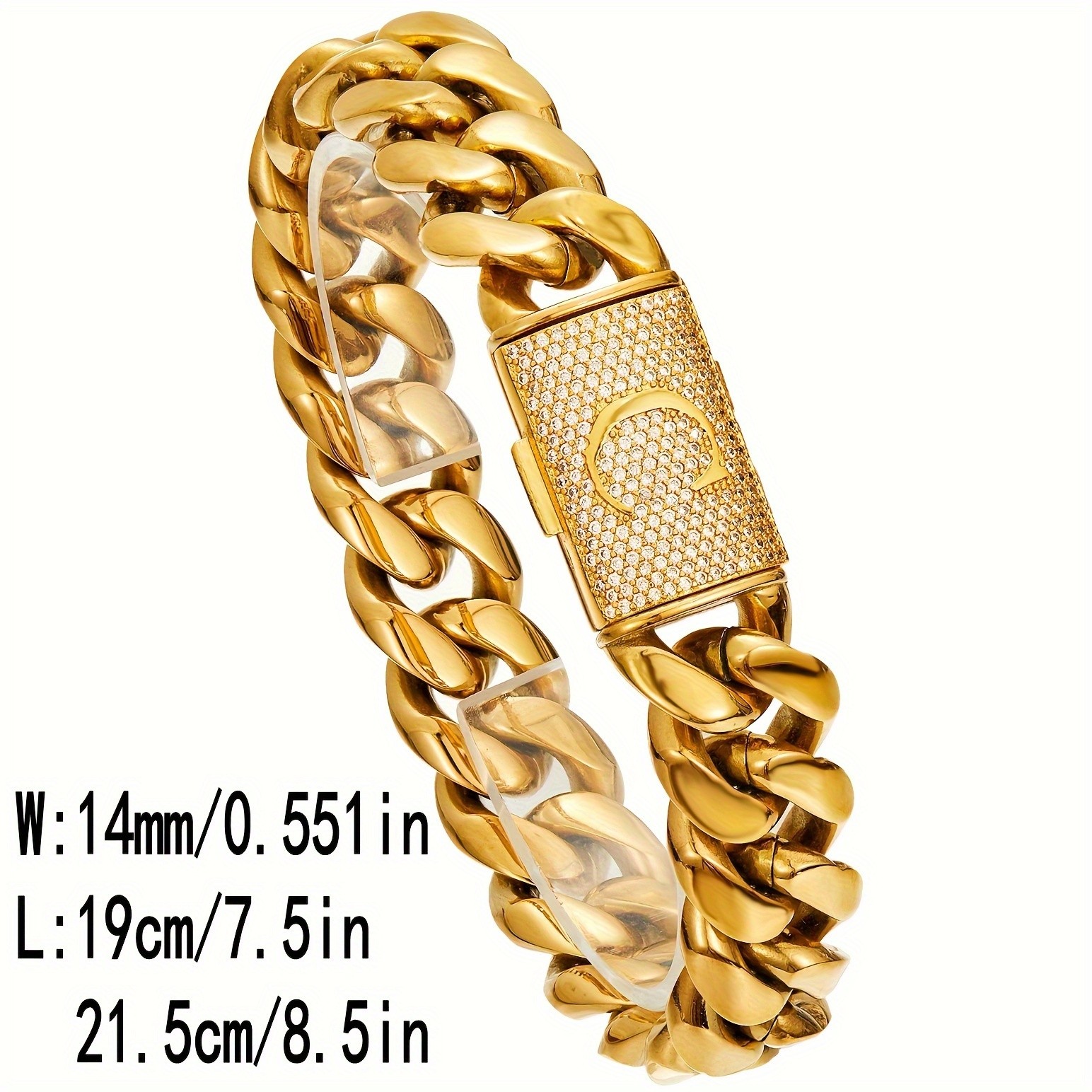 Men’s 18K Gold Plated Cuban Link Necklace & Bracelet Set Size 16-30in