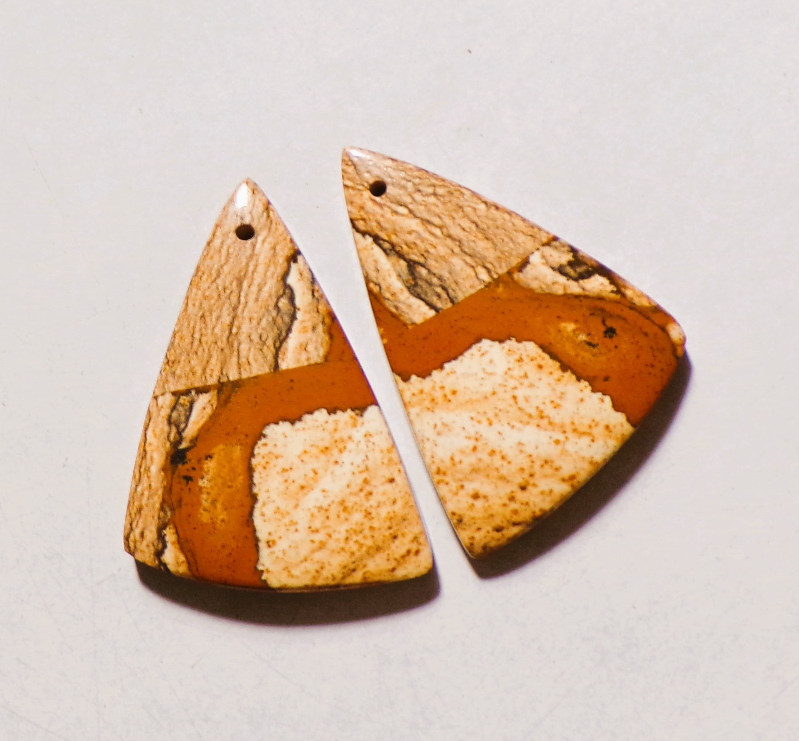 35.50 Cts Natural Picture Jasper Drilled Cabochon Match Pair Gemstone 31X21MM 02