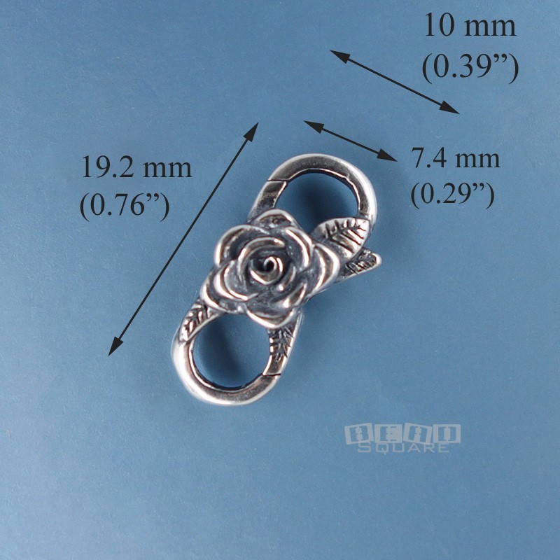 Sterling Silver Rose Floral Infinity Double Lobster Claw Clasp Connector #33218