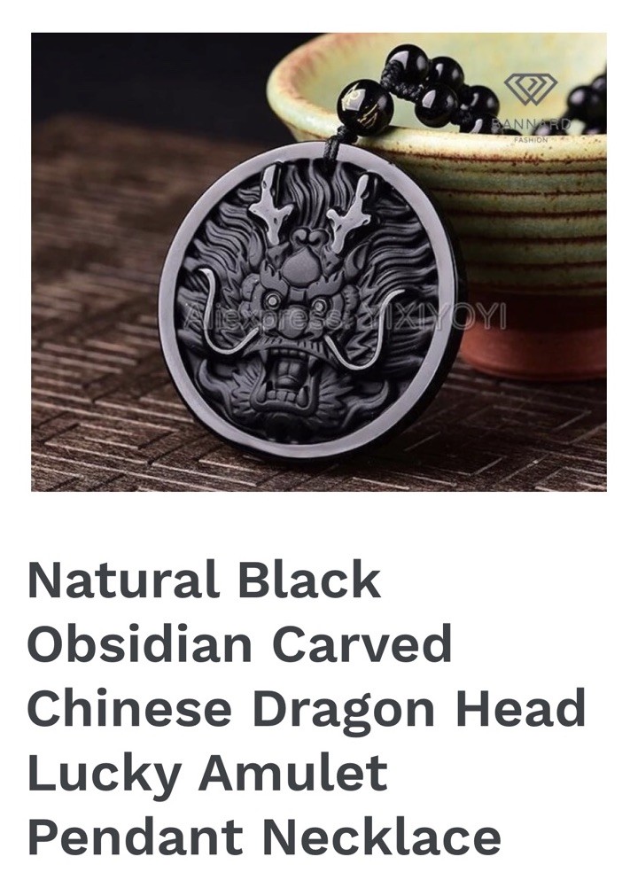 Obsidian Hand Carved Dragon Lucky Amulet Pendant Necklace🇺🇸USA FAST Shipping!