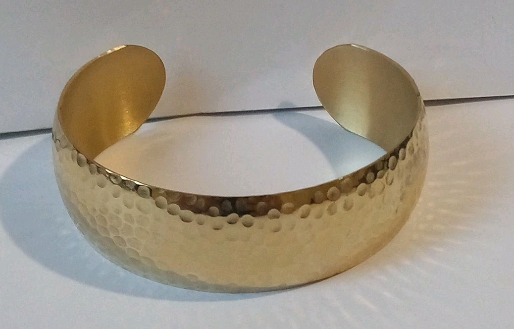 1/20 14k Gf Hammered Cuff Bracelet Gold Tone Made In USA