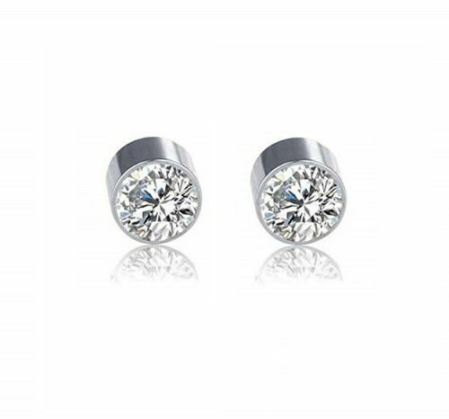 Earrings Magnetic with Double Side Steel Press Fit Cubic Zirconia-Sold as a Pair
