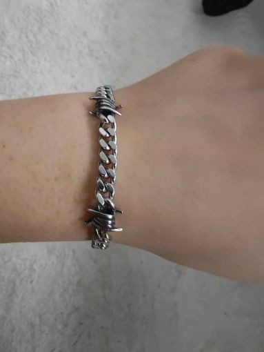Barbed Wire Cuban Link Chain Bracelet Adjustable Stainless Steel Punk Emo 2026.