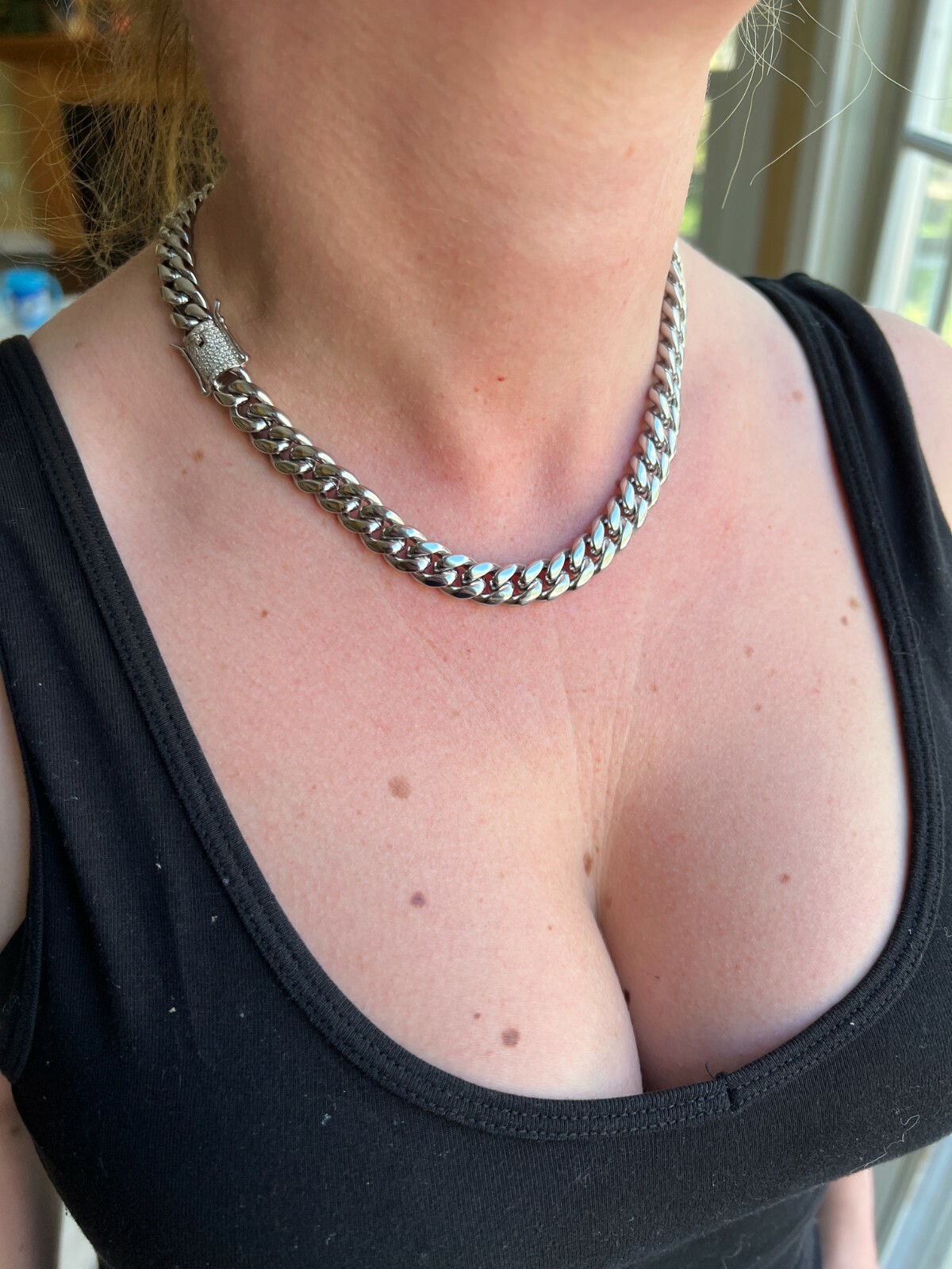 Real Miami Cuban Link Chain Necklace Bracelet Stainless Steel MOISSANITE Clasp