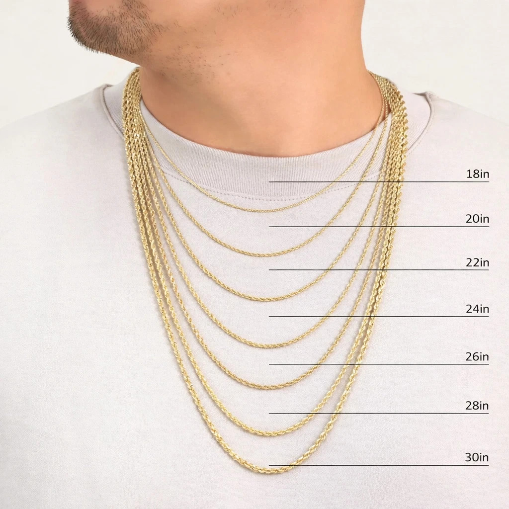 Real 10k Yellow Gold Rope Chain Diamond Cut 16″ 18″ 20″ 22″ 24″ 26″ 28″ Inch