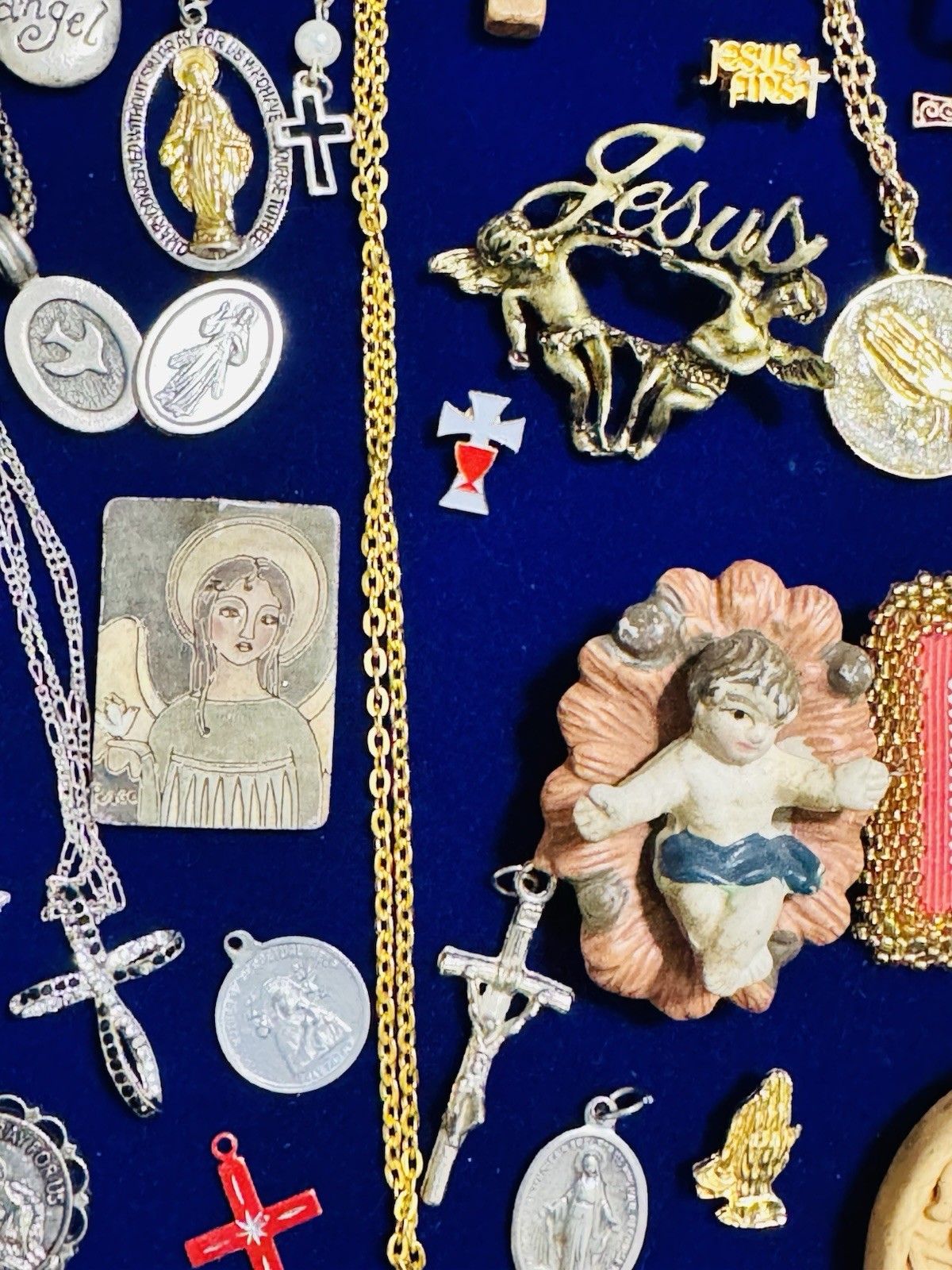 Vintage Modern Religious Cross Necklace Jewelry Lot 115+ Italy Germany Bethlehem