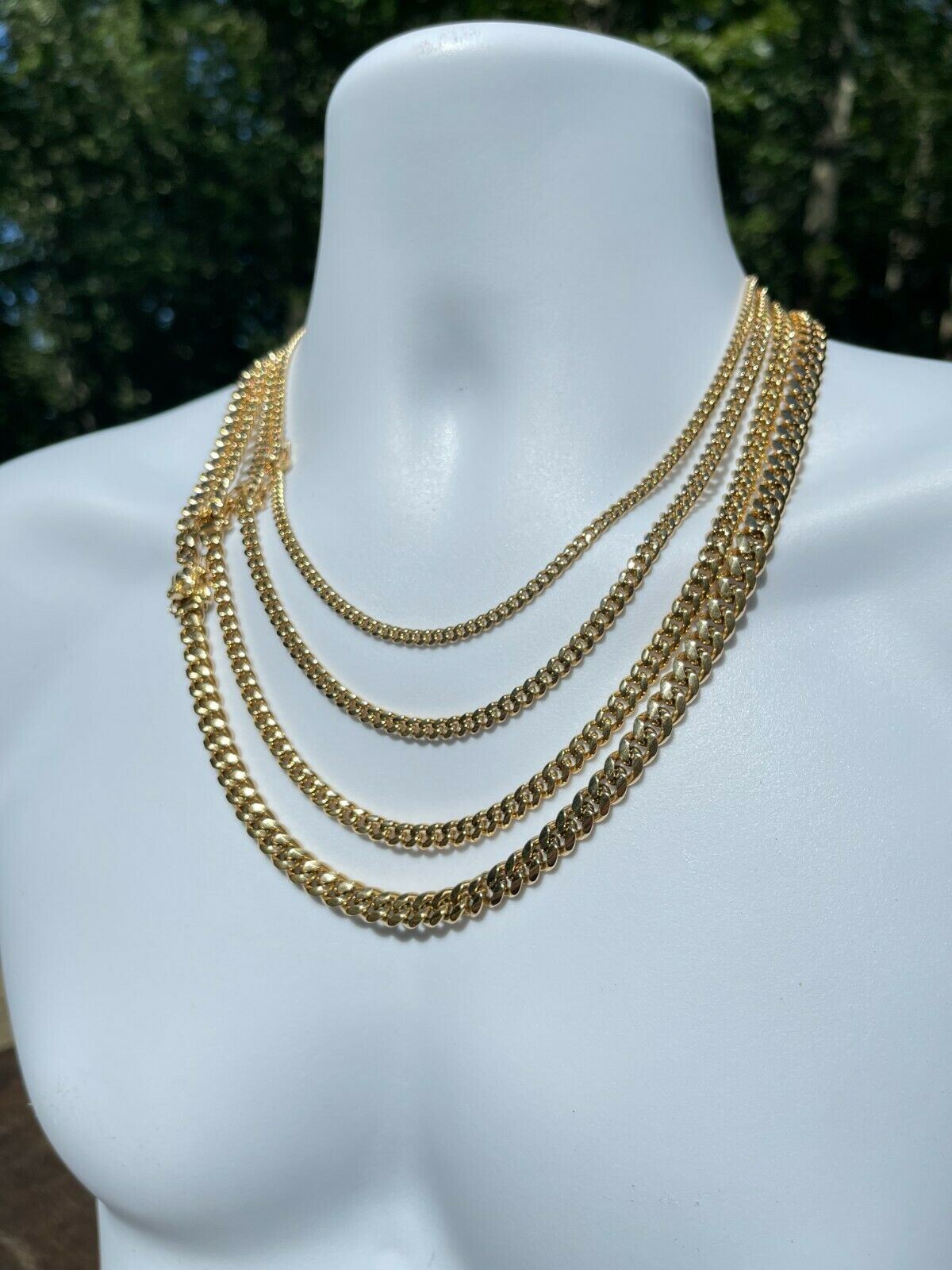 Real Miami Cuban Link Chain Necklace / Bracelet 14k Gold Plated Stainless Steel