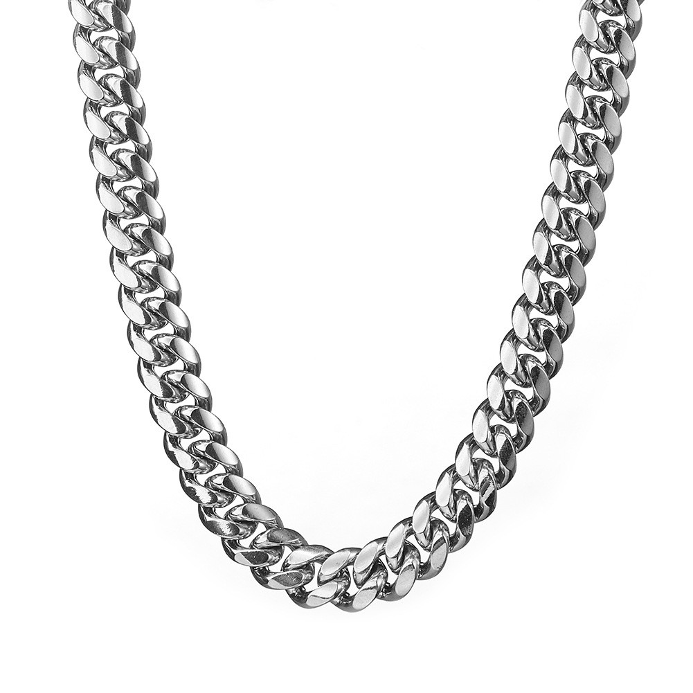 6-22mm Mens Hip Hop Stainless Steel Miami Cuban Link Chain Necklace Silver Color