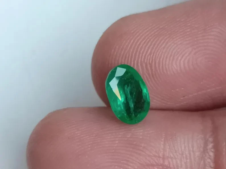 Certified Natural Zambian Green Emerald 1.13 Ct Oval Cut Loose Gemstone