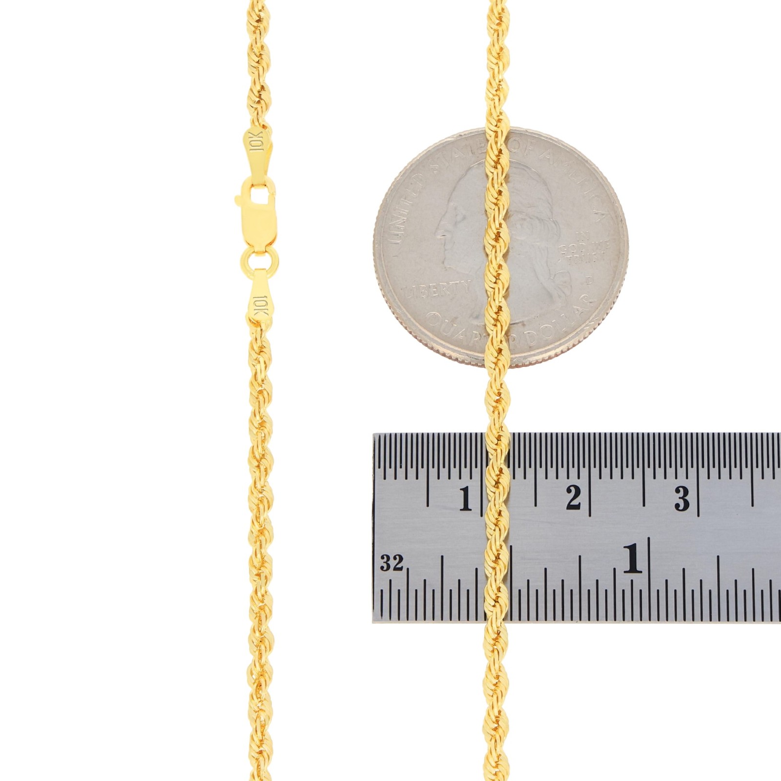 10K Yellow Gold 2.5mm Diamond Cut Rope Chain Bracelet Mens Womens 7″ 7.5″ 8″ 9″