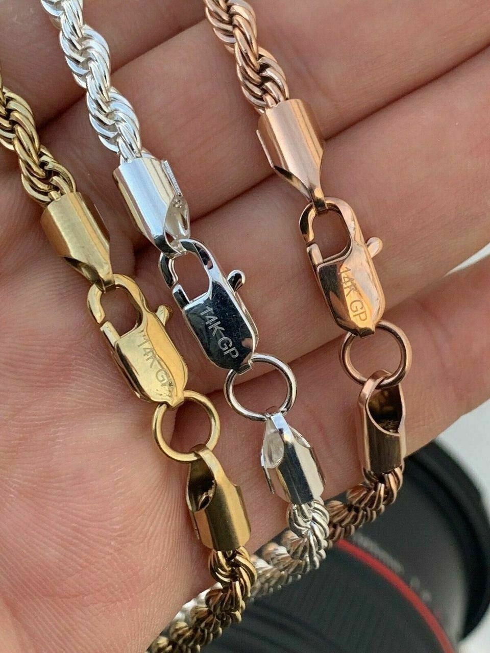 Rope Chain Yellow Rose Gold Plated Over Solid Stainless Steel – 2-6mm 18-30″