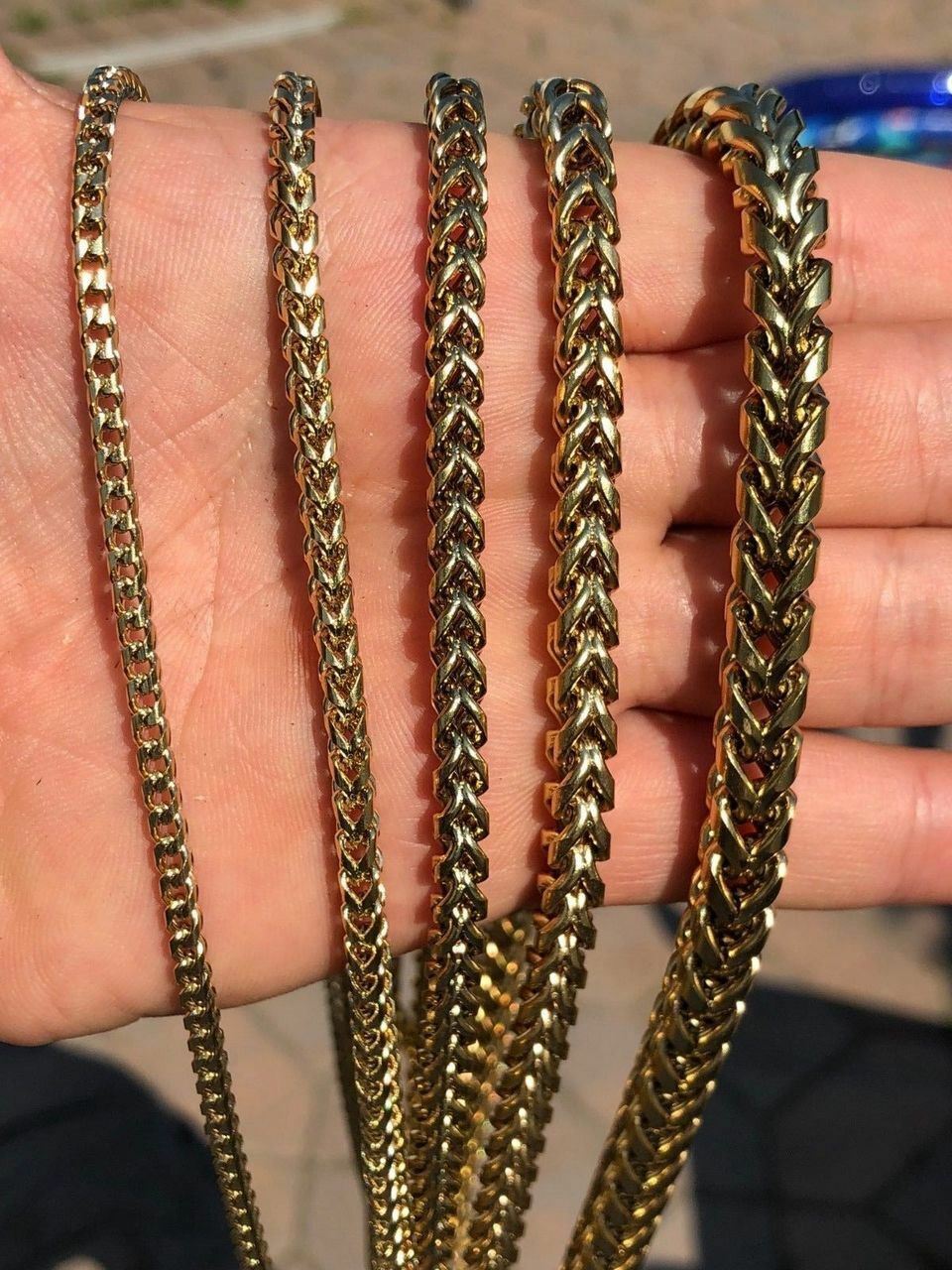 Men’s Franco Chain 14k Gold Plated Stainless Steel BEST QUALITY! 3-8mm HEAVY!