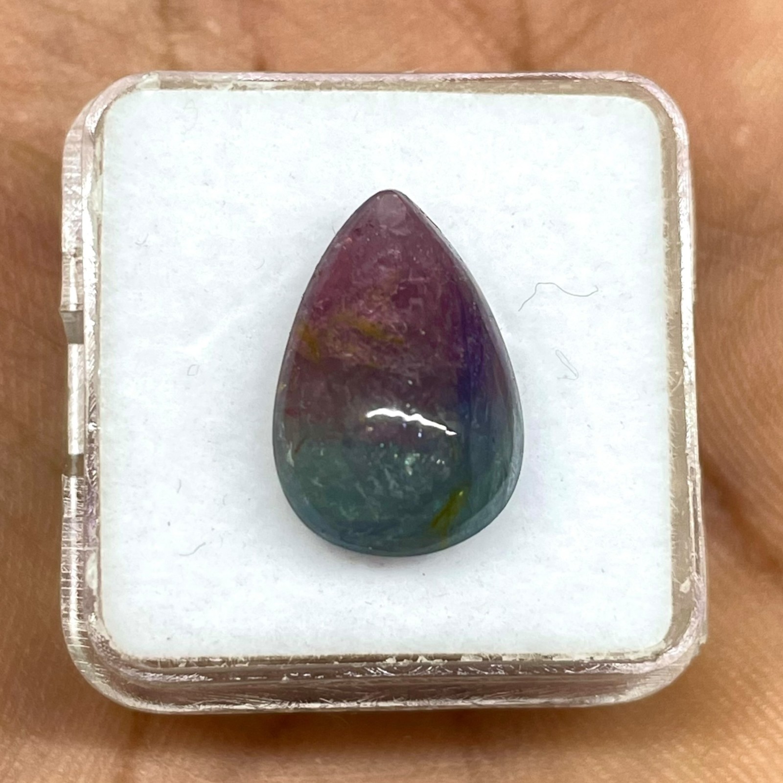 7.93 Cts Natural Bi Color Tourmaline 16x12mm Pear Cabochon Untreated Gemstone