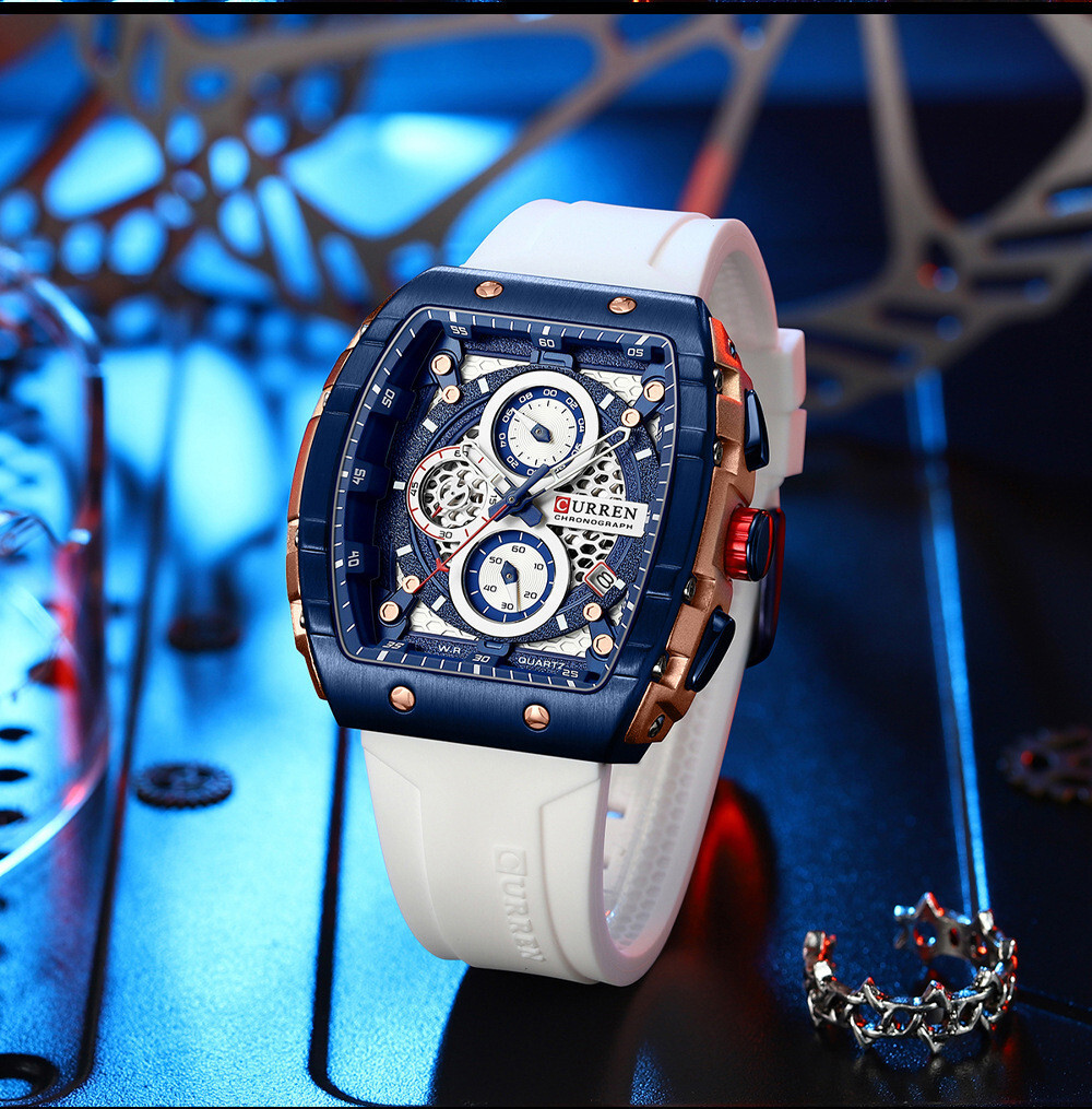 CURREN Men Sport Watch Brand Silicone Wristwatch Big Case Male Quartz Watches