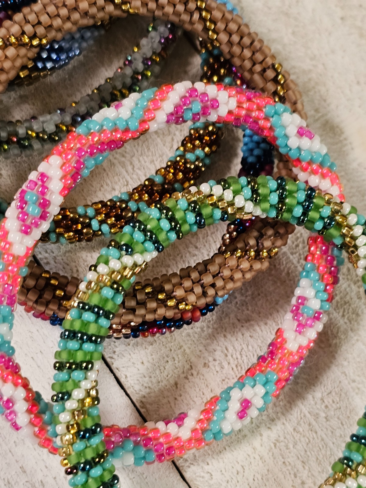 G14 7 PCs Nepal Beaded Bracelets Assortment Seed Bead 7″ Average Size FREE SHIP