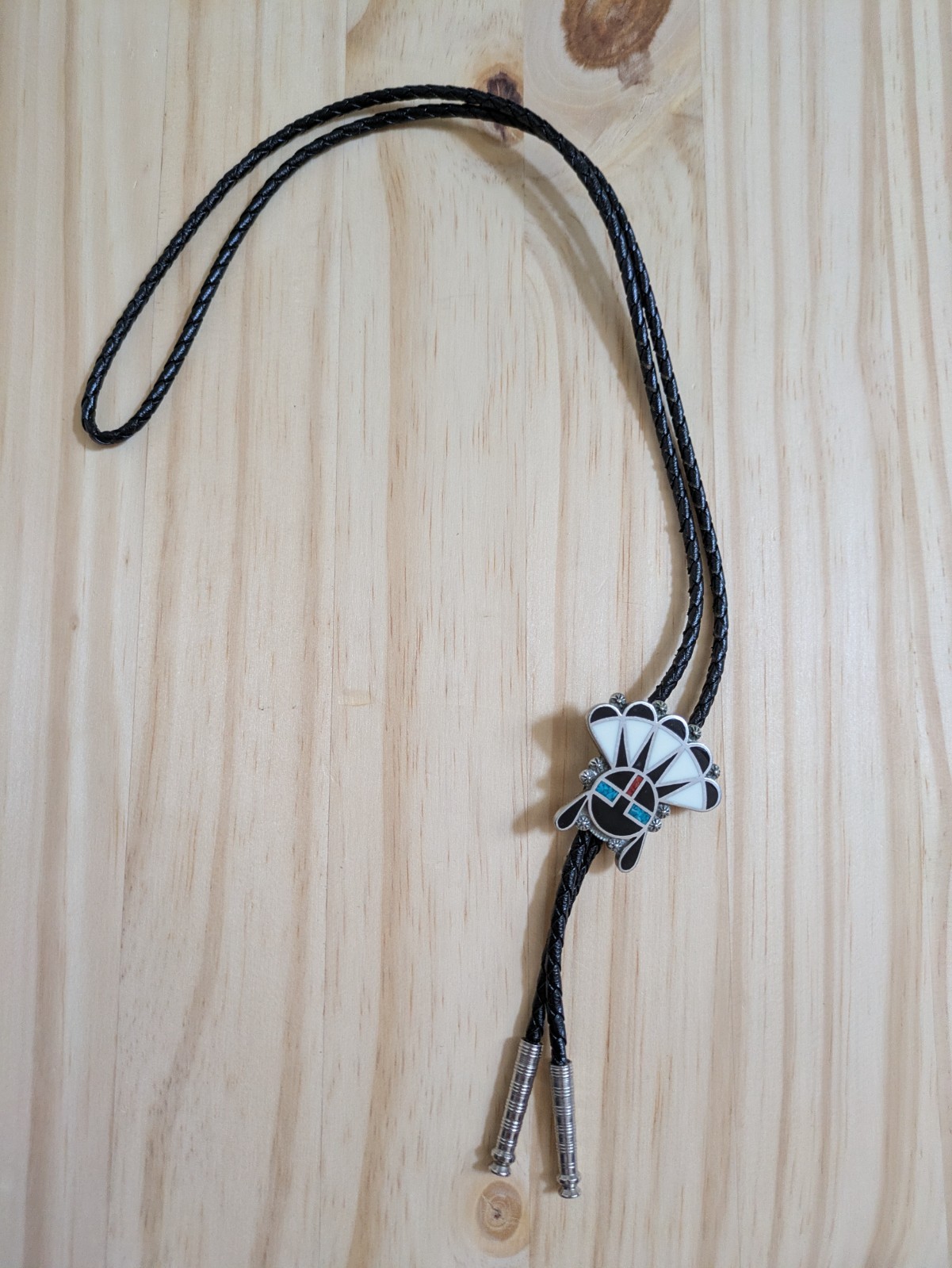 Zuni Sunface Inlay Bolo Tie