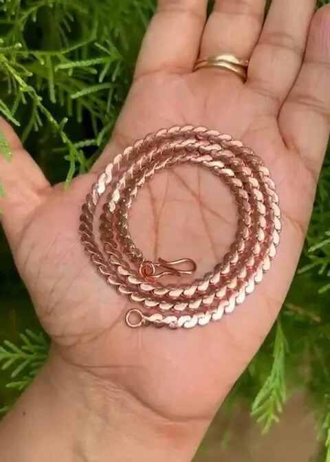 20 inch Pure Copper Serpentine Chain Necklace, Healing Copper Jewelry, Spiritual