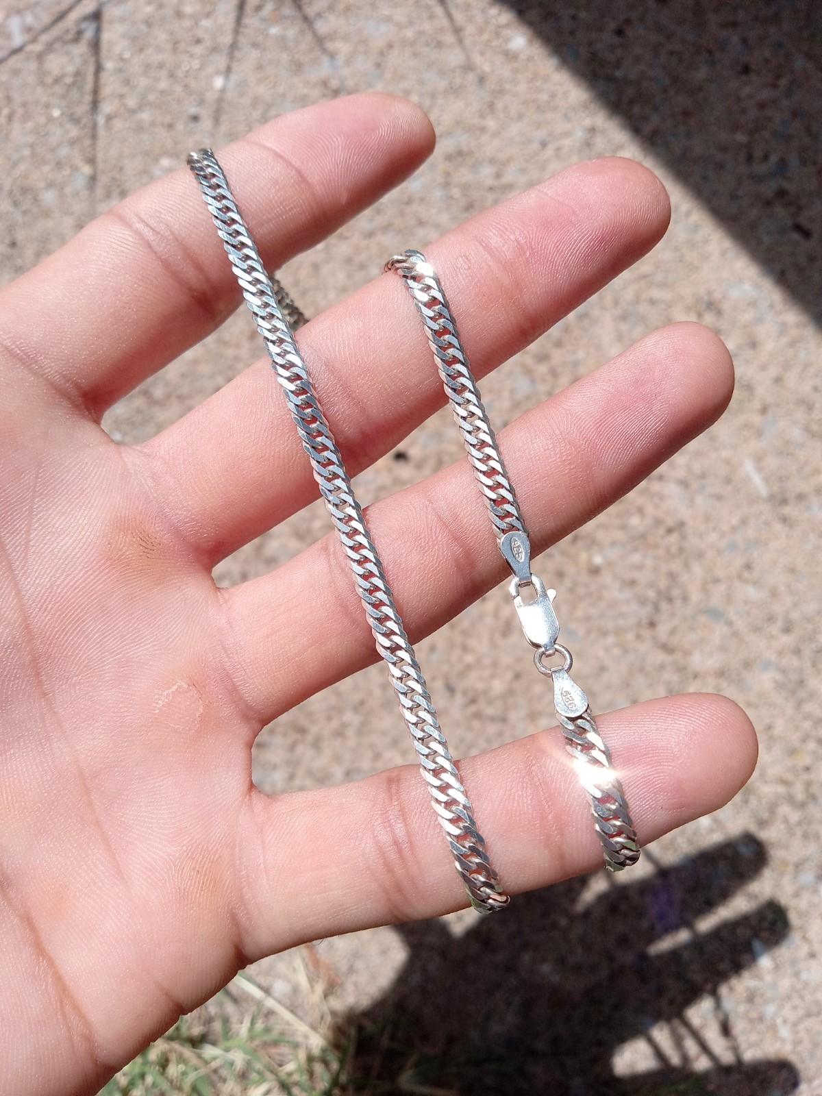 Solid 925 Sterling Silver Double Curb Cuban Chain SHINE Necklace TightLink 3.5MM