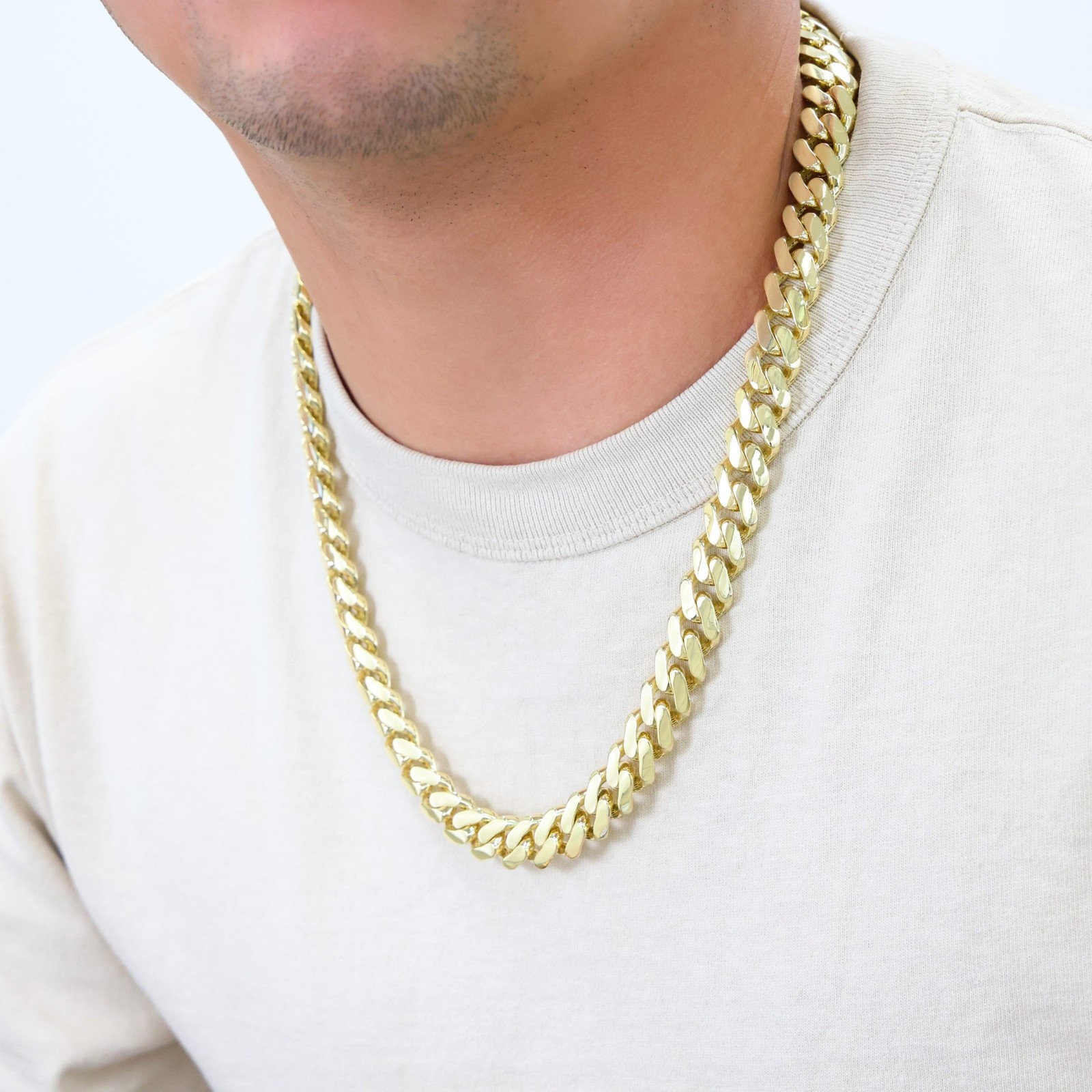 10K Yellow Gold Miami Cuban Royal Monaco Link Chain Necklace 5mm-20mm, 16″- 30″