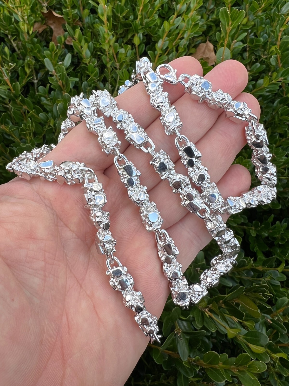 Mens HEAVY Real Solid 925 Sterling Silver Nugget Link Chain Necklace 8mm 18-30″