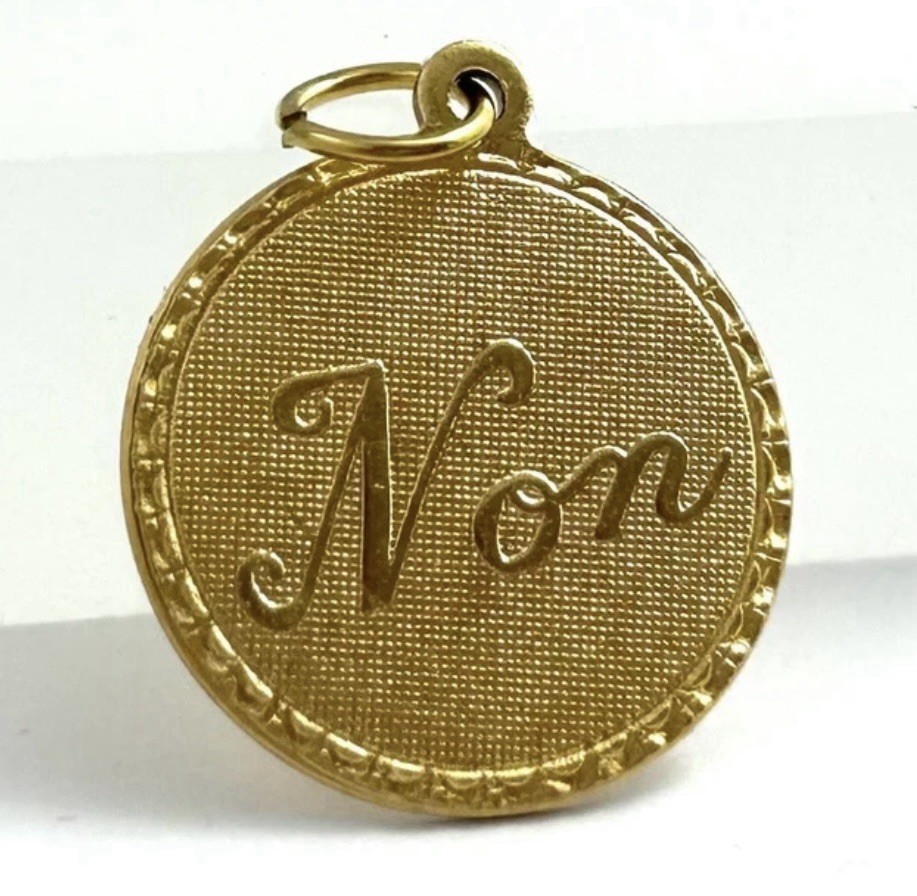 Vintage French Non Charm No Necklace Pendant Brass Metal Jewelry