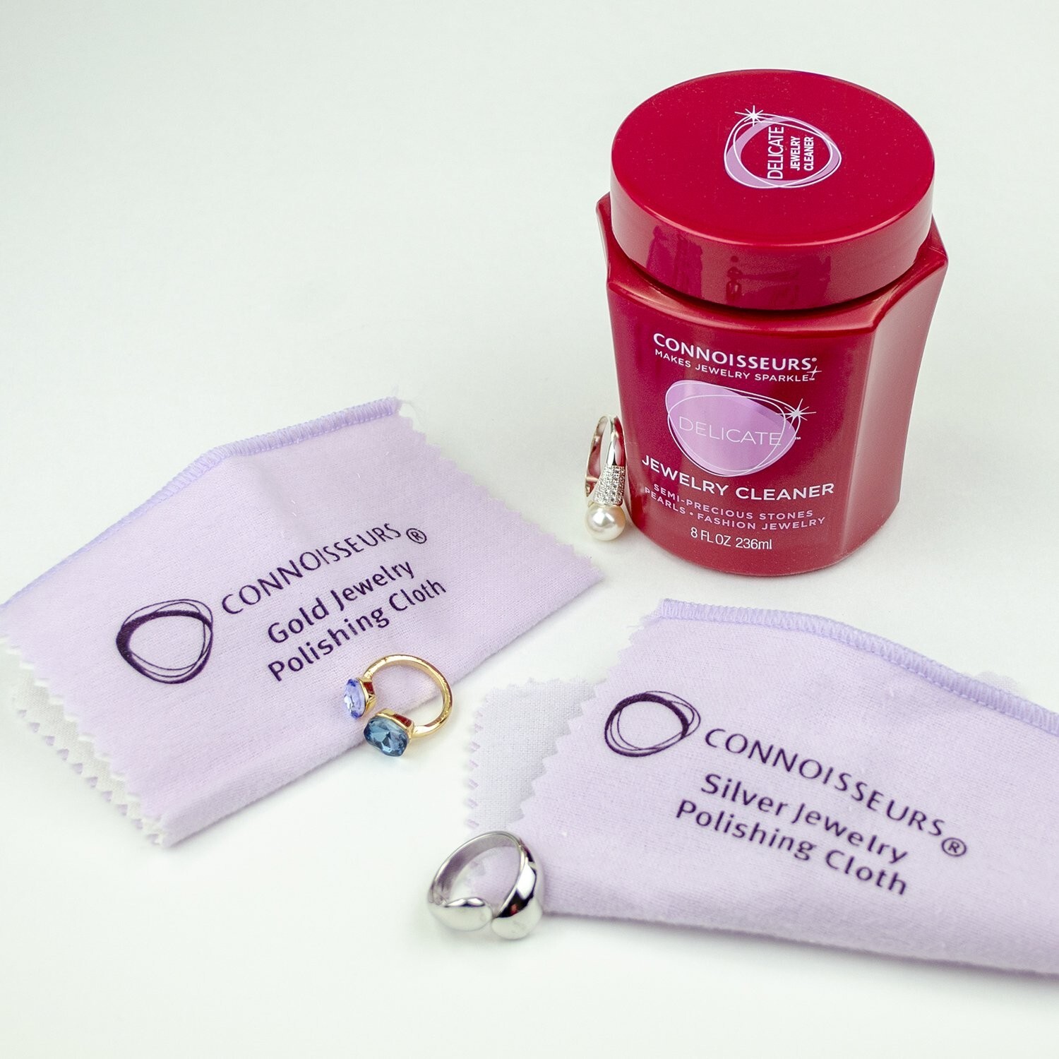 CONNOISSEURS All-Purpose Jewelry Cleaning Kit Tarnish Cleaner W/ Polishing Cloth