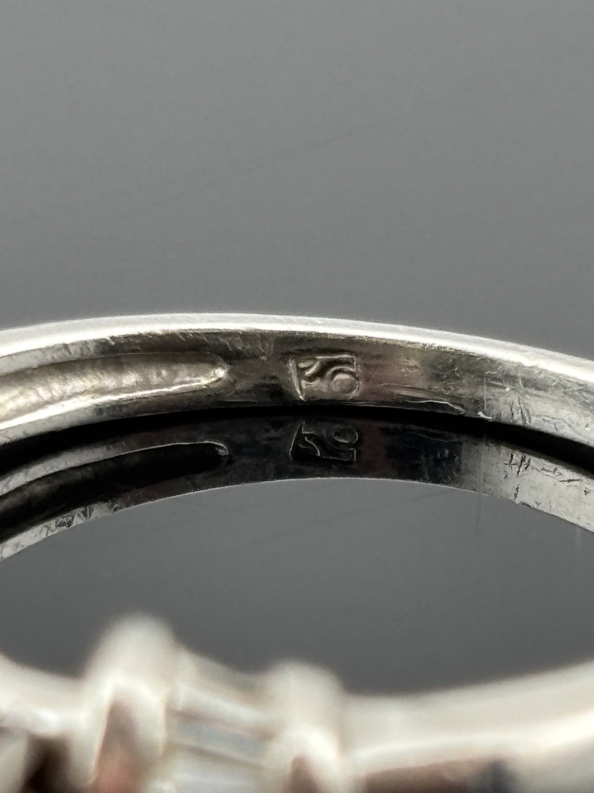Estate 950 Platinum Princess Cut Diamond Engagement Ring w Tapered Baguette sz 7
