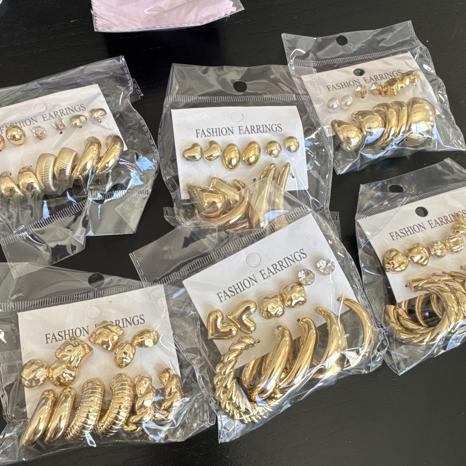 17MILE Gold Tone Stud & Hoop Earrings Set Clear CZ Stackable Butterfly- 36 piece