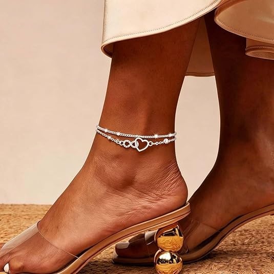 925 Sterling Silver Anklets Set for Women Dainty Shiny Waterproof Chain Jewelry