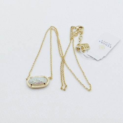Kendra Scott Elisa Gold Pendant Necklace in White Opal