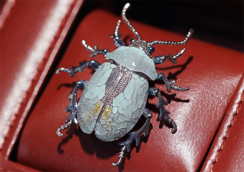 High quality Blue Beetle Insect Brooch, Original Design Enamel Beetle Brooch