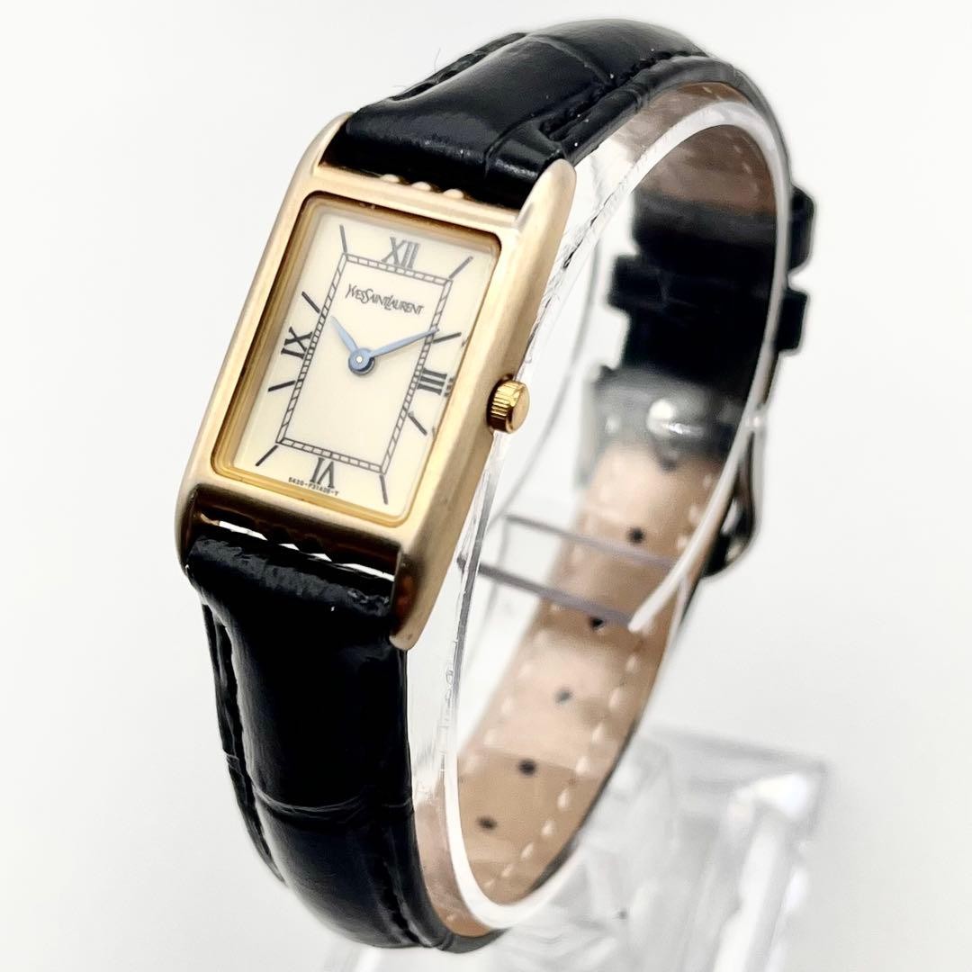 YSL Yves Saint Laurent Tank 5420-F46860 White Quartz Watch Japan 0712157