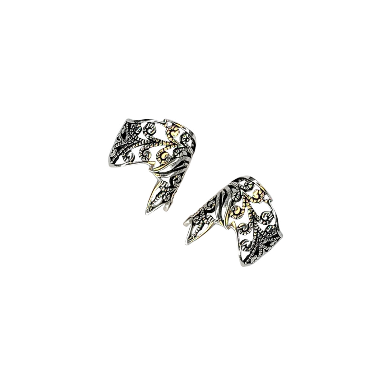 Ear Cuff Non-Pierced Rhodium Plated Unique Leaf Design – Sold as a pair