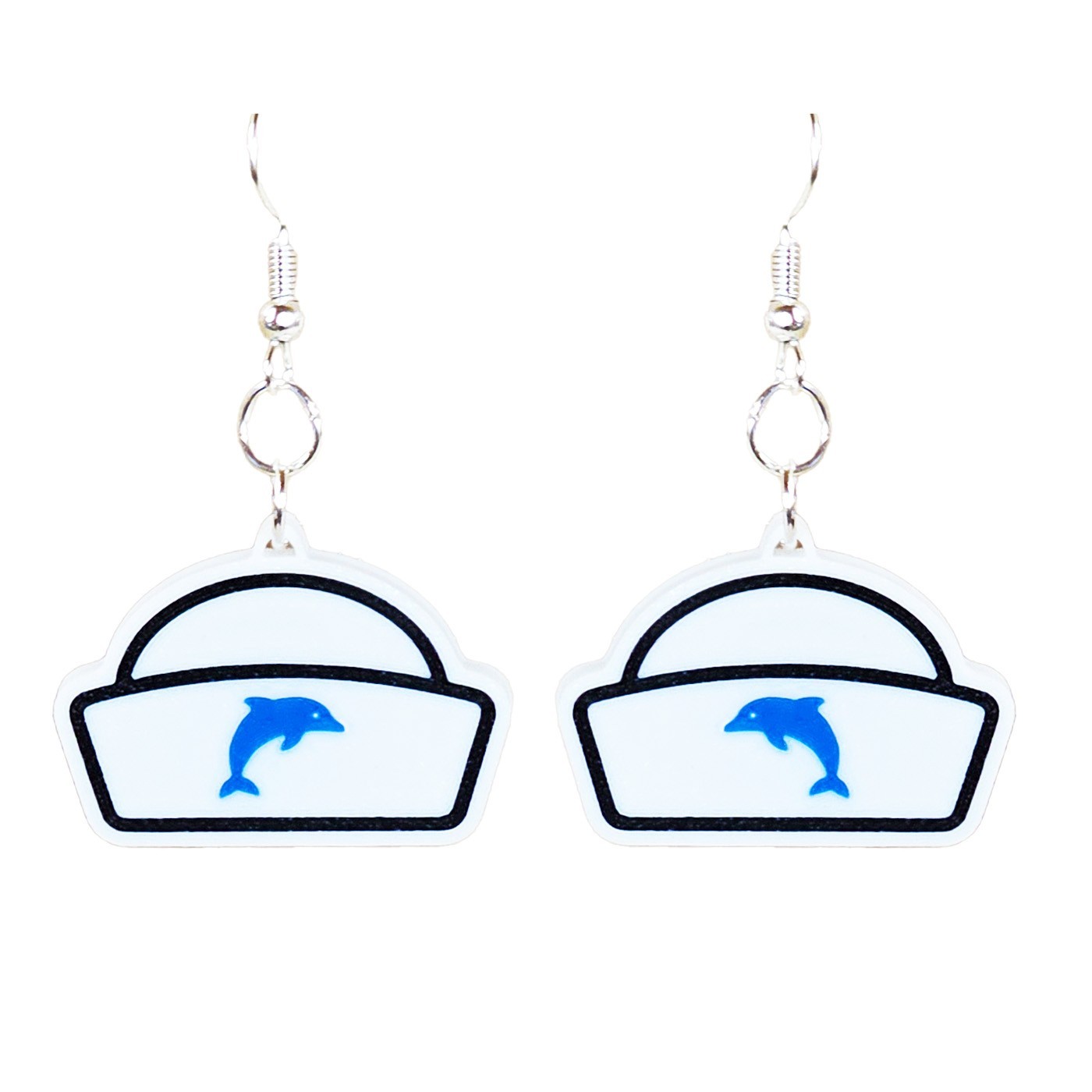 Sailor Hat Earrings Nautical Style Dangle Earrings Coastal Jewelry Gift