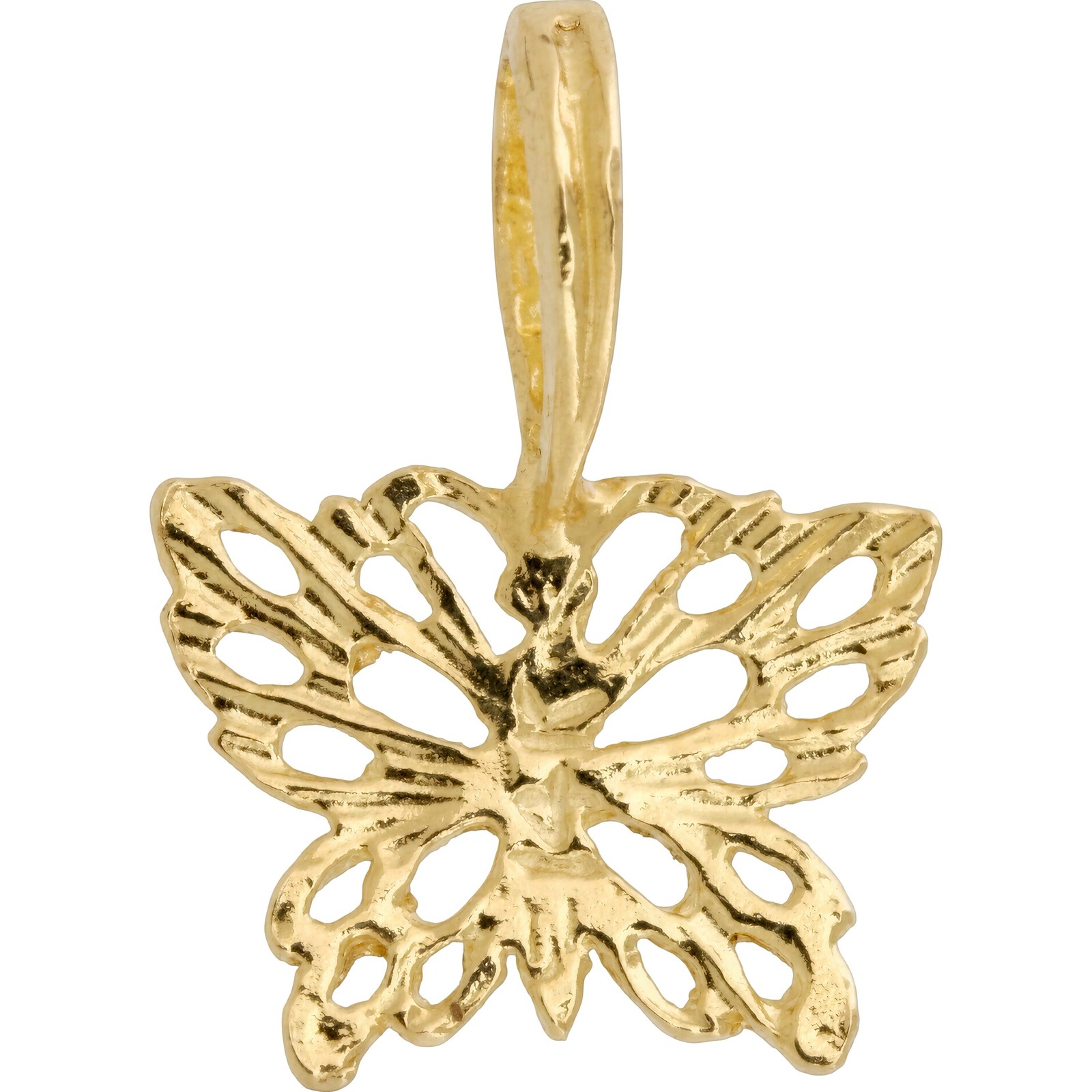 14K Yellow Gold Butterfly Pendant Charm Necklace Chain Jewelry