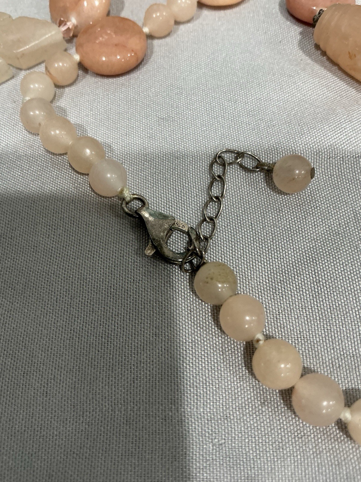 Vintage stering silver marked 925 Multicolor Beaded Stone Necklace