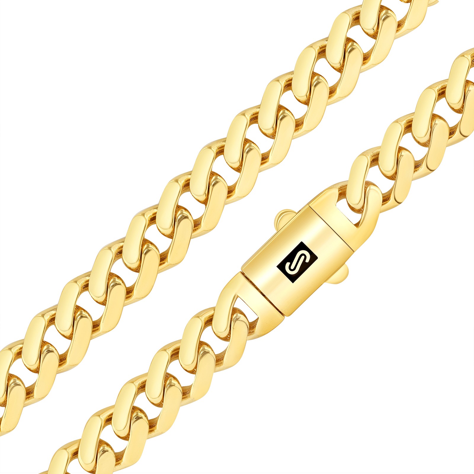 10K Yellow Gold Miami Cuban 7.5mm Monaco Link Chain Necklace Men Women 16″- 30″