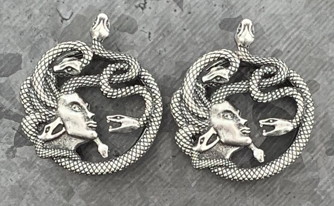 PAIR Medusa Steel Double Flare Tunnels Plugs Snake Gorgo Gorgan Earlet Gauges