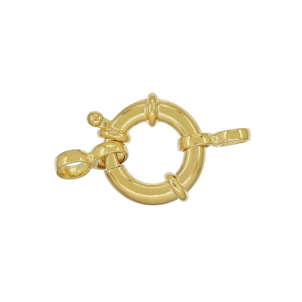 Gold Plated Sterling Silver Spring Hook and Eye Bolt Ring Clasp 12mm #99376