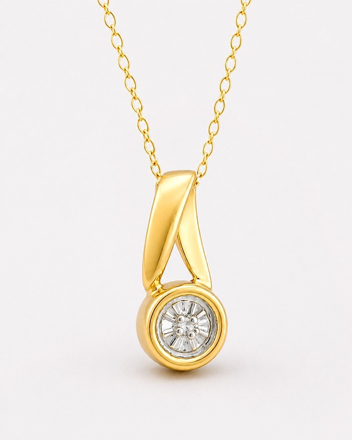 GENUINE DIAMOND PENDANT NECKLACE 10k GOLD – New With Tag