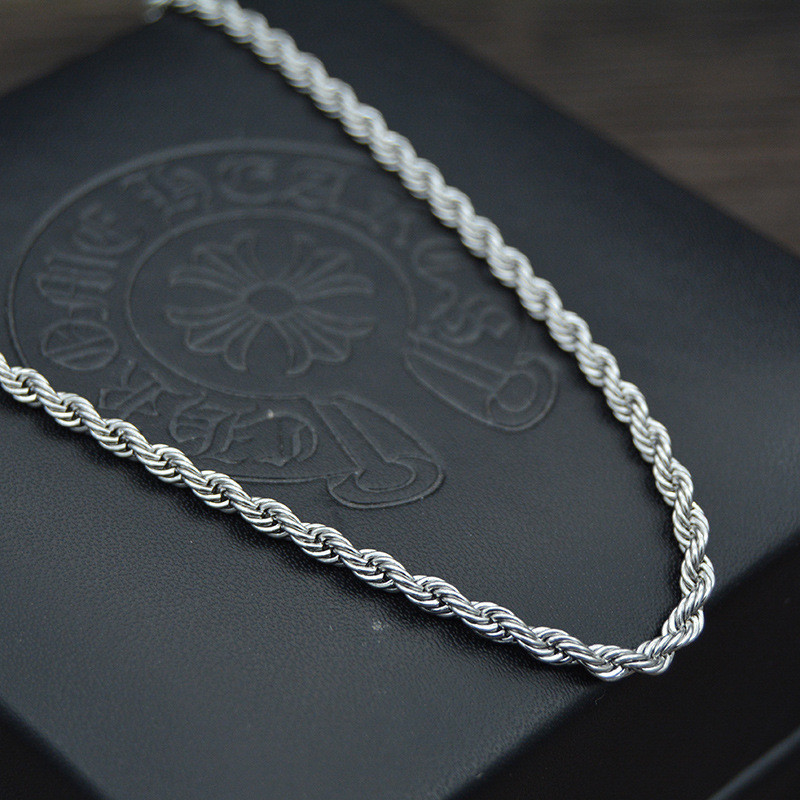 5pcs/lot 2.4/3/4mm Stainless Steel Twisted Rope Chain Necklace for Men Women