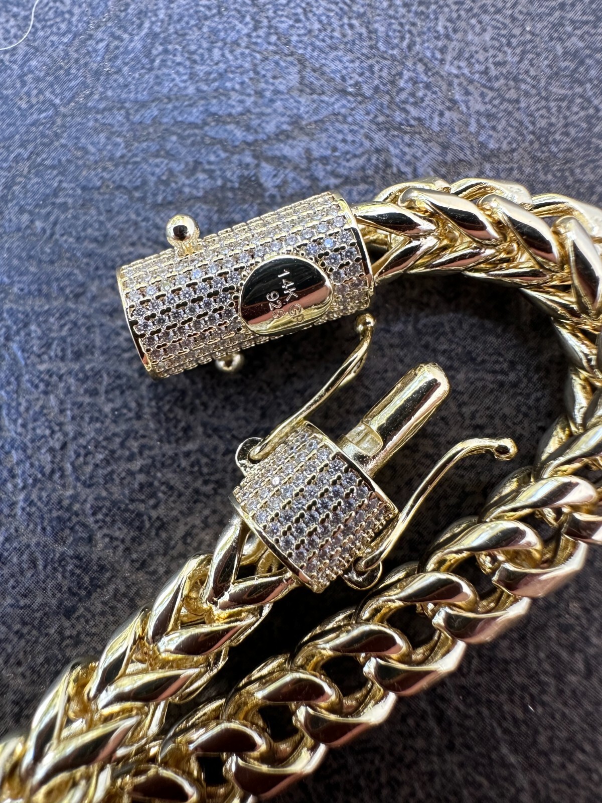 Iced MOISSANITE Clasp 14k Gold Stainless Steel Franco Chain Necklace Bracelet