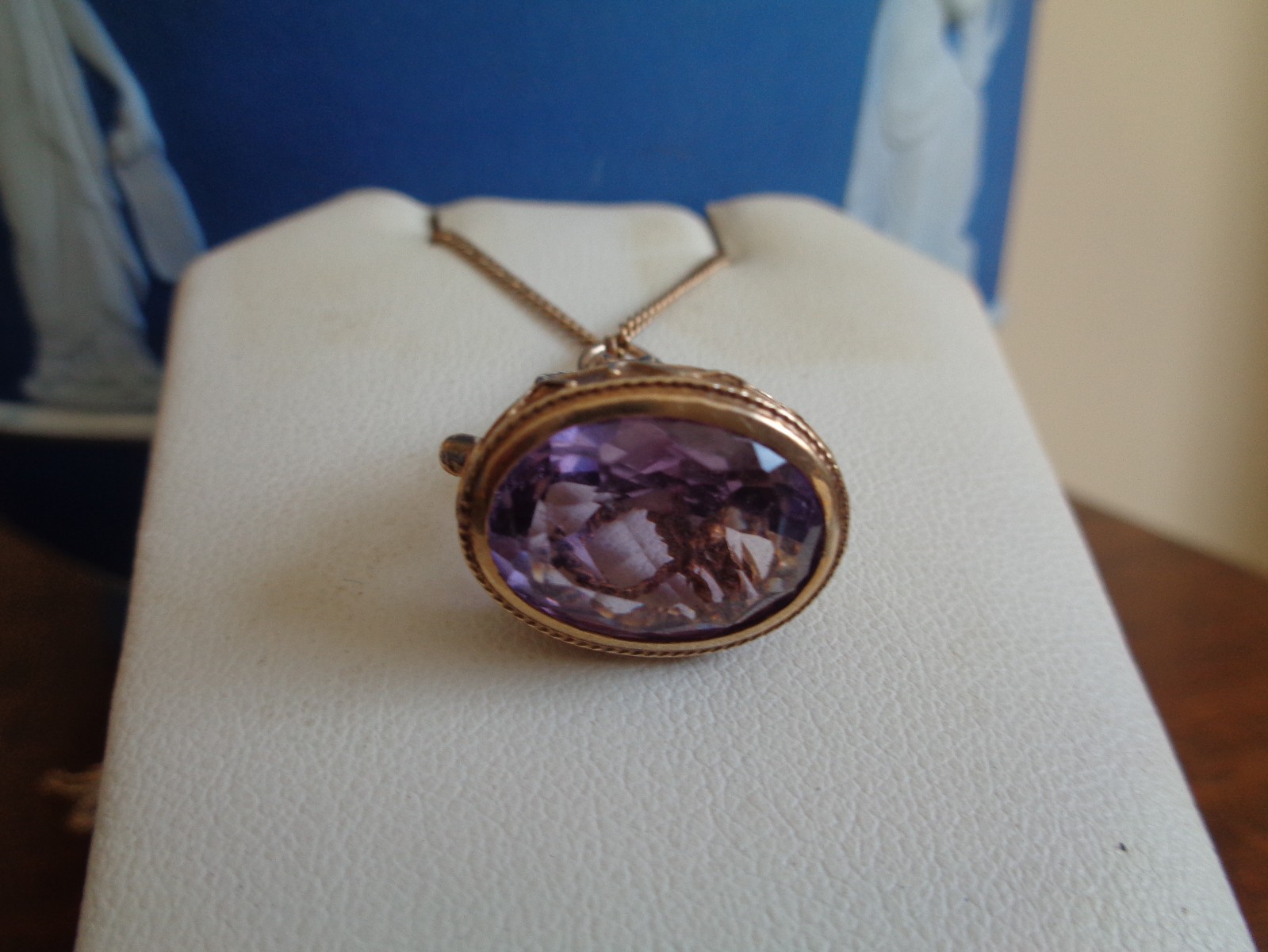 9 Carat Gold Fob with Faceted 3 Carat Amethyst Stone