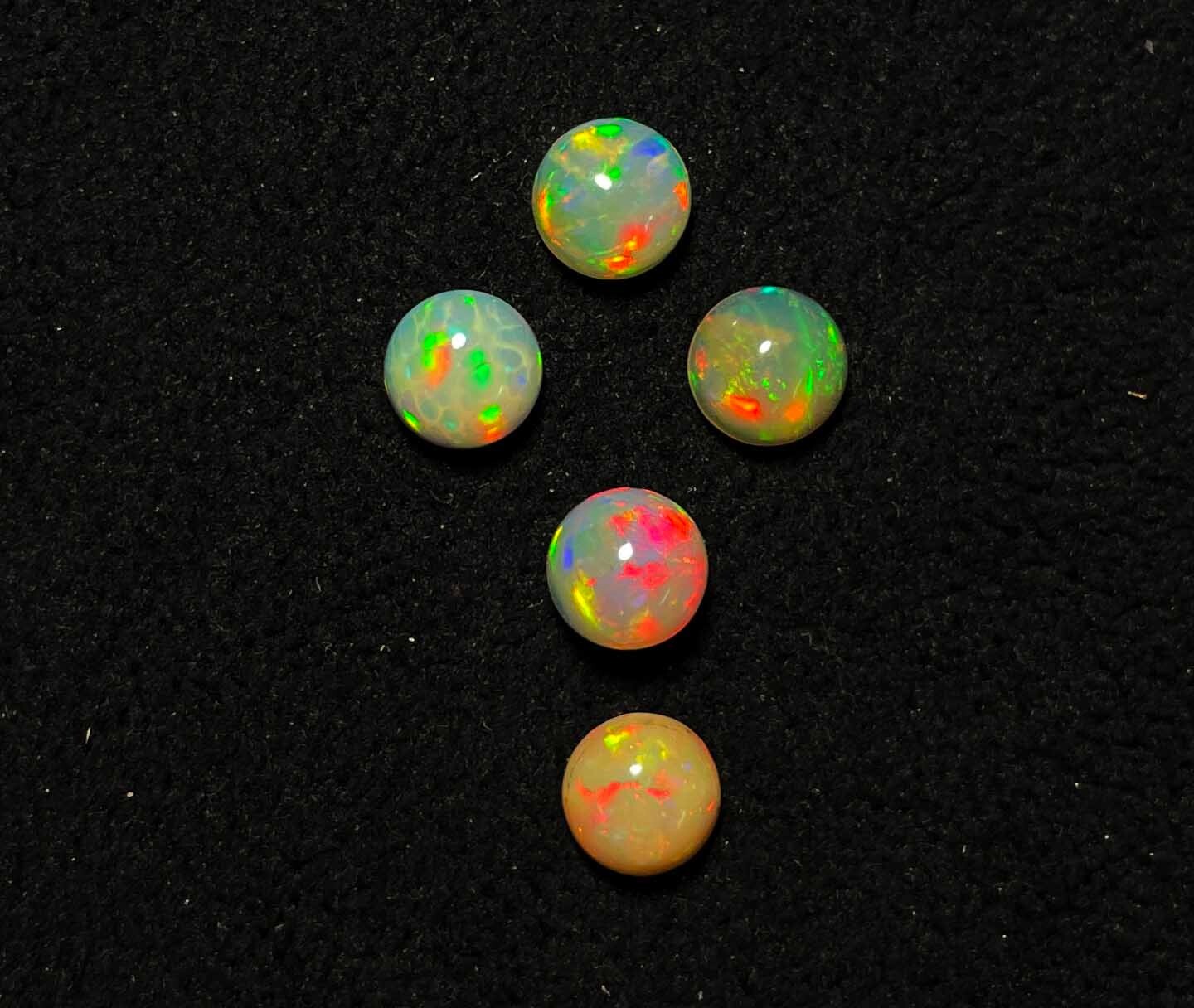 Natural Ethiopian Opal Round Cabochon Loose Gemstone Lot 5 Pcs 7 MM 5 CT